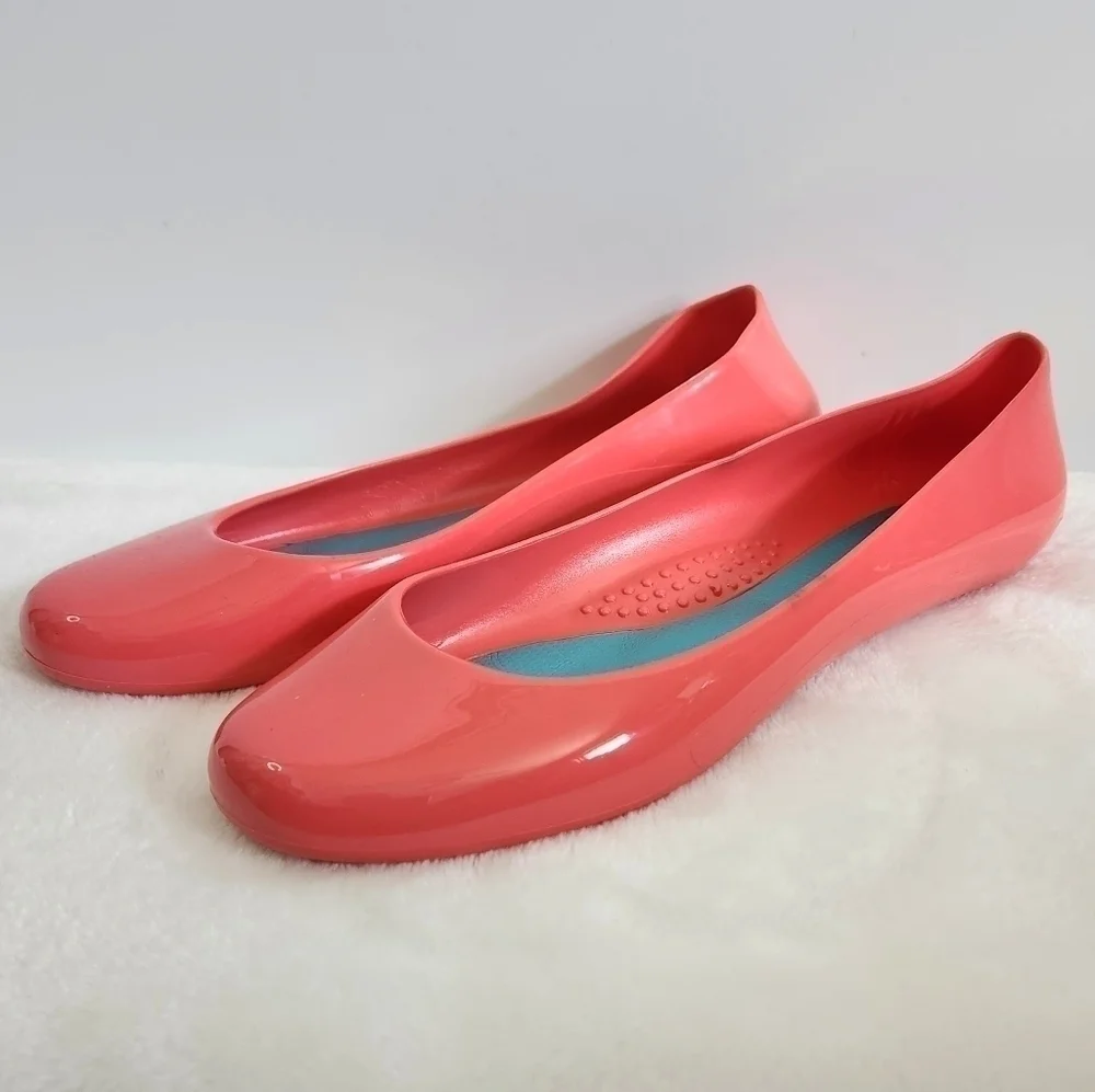 Oka B Taylor Coral Pink Rubber Jelly Ballet Slip On Flats Women Size US 8 EU 38 - Picture 4 of 14